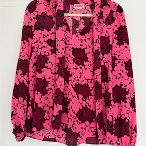 Kate Spade Pink and Burgundy Floral Blouse